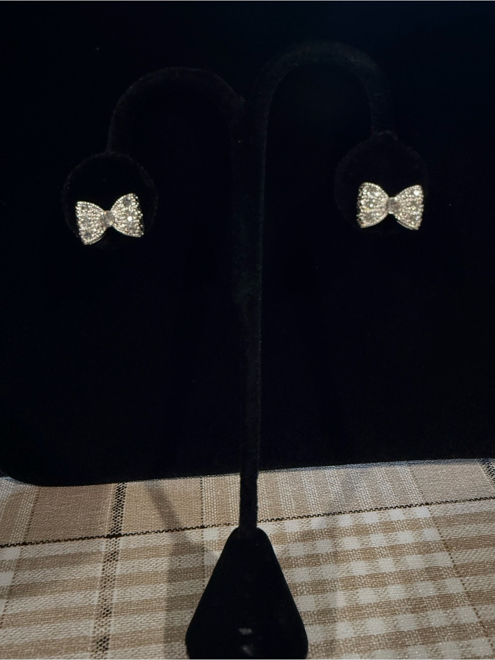 Crystal Bow Stud Earrings - Silver Sparkle